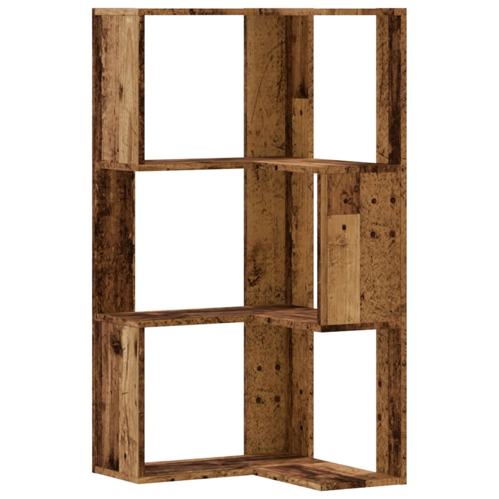 Bokhylle Hjørne 3 Lag Gammelt Tre 50X50X102 Cm Konstruert Tre