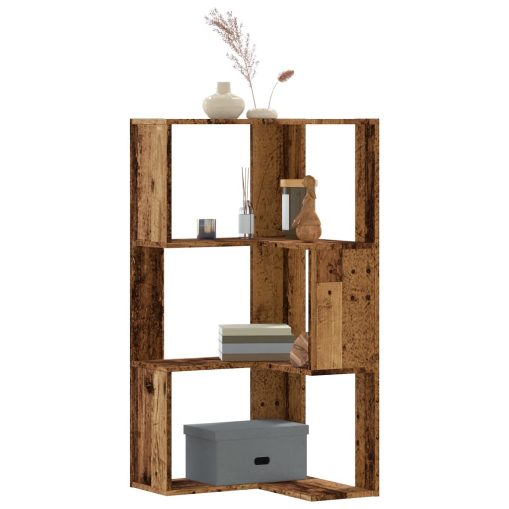 Bokhylle Hjørne 3 Lag Gammelt Tre 50X50X102 Cm Konstruert Tre