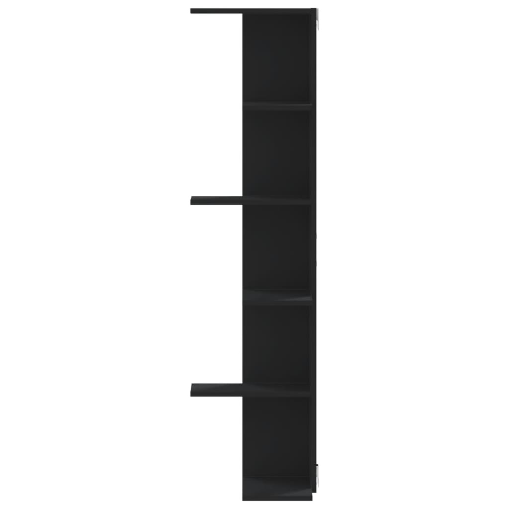 Veggmontert Hjørnehylle Svart 36,5X36,5X140 Cm Konstruert Tre