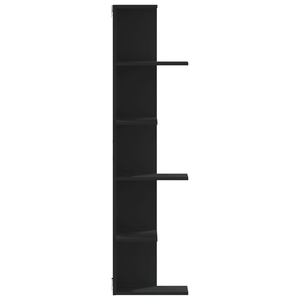 Veggmontert Hjørnehylle Svart 36,5X36,5X140 Cm Konstruert Tre