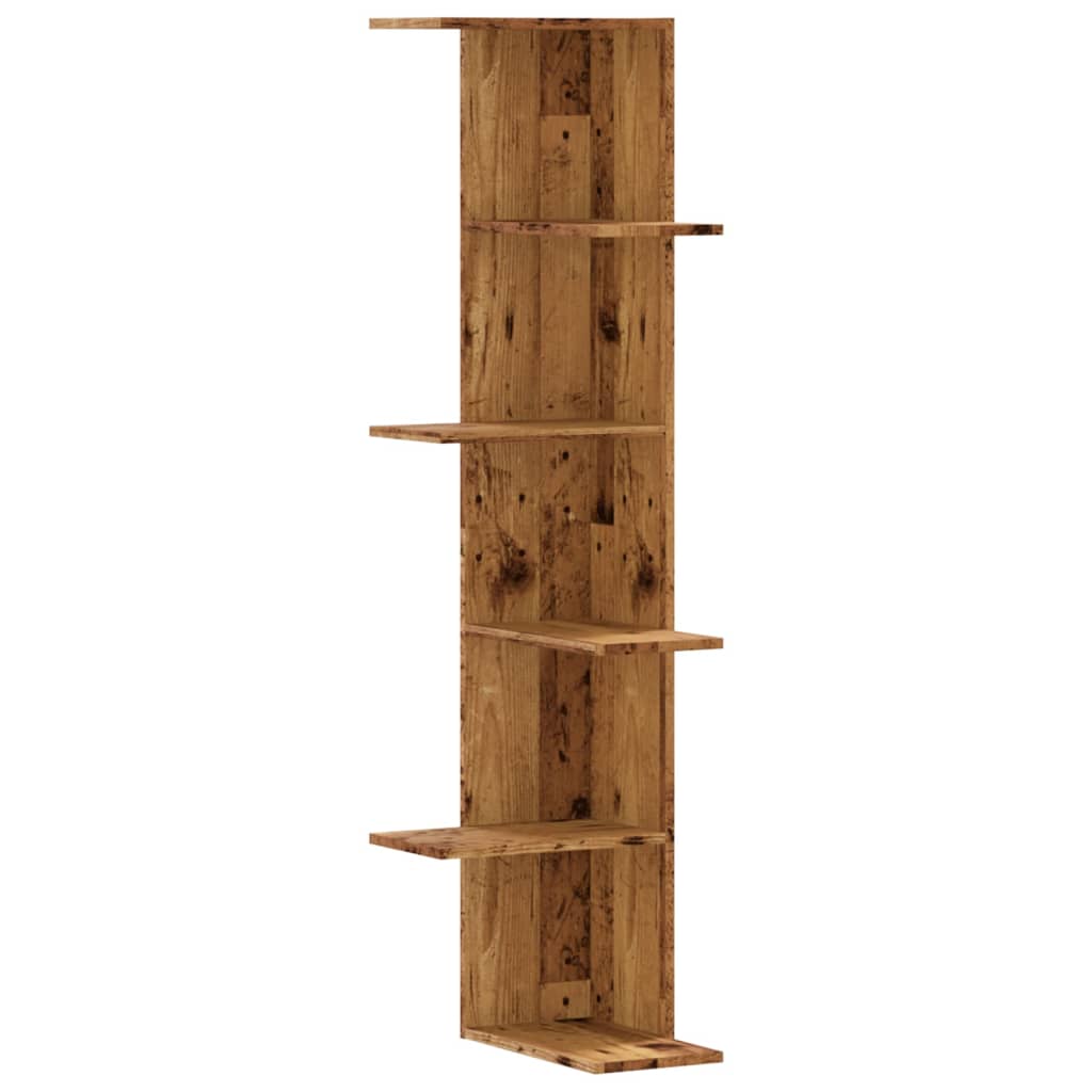 Veggmontert Hylle Gammelt Tre 36,5X36,5X140 Cm Konstruert Tre