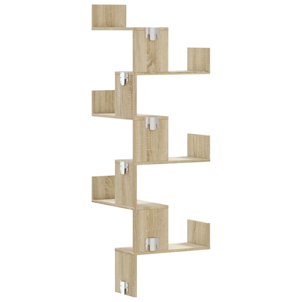 Veggmontert Hjørnehylle Sonoma Eik 45X45X147 Cm Konstruert Tre