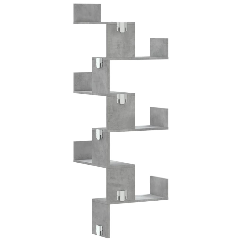 Veggmontert Hjørnehylle Betonggrå 45X45X147 Cm Konstruert Tre