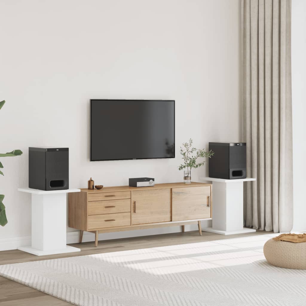 Høyttalerstativ 2 Stk Hvit 30X30X60 Cm Konstruert Tre