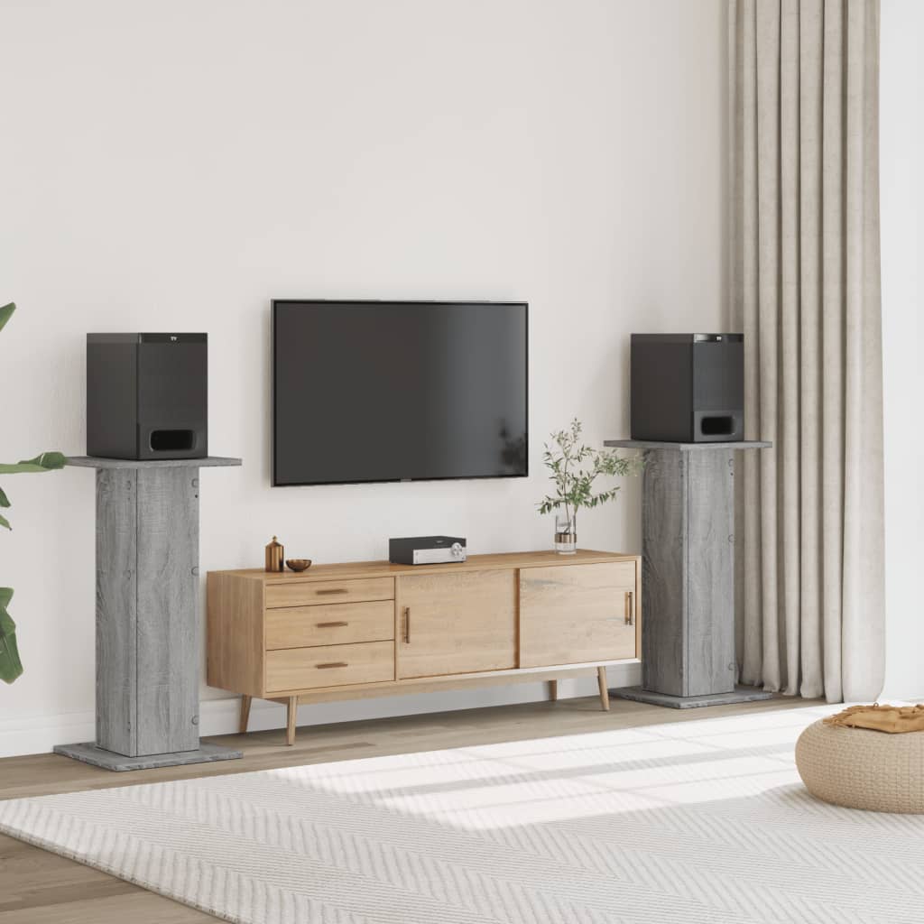 Høyttalerstativ 2 Stk Grå Sonoma 30X30X95 Cm Konstruert Tre