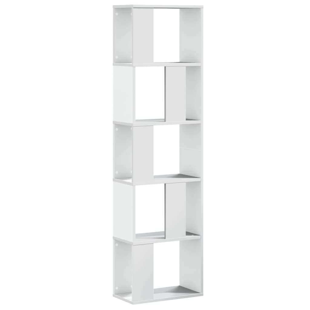Bokhylle 5 Etasjer Hvit 45X23,5X162,5 Cm Konstruert Tre