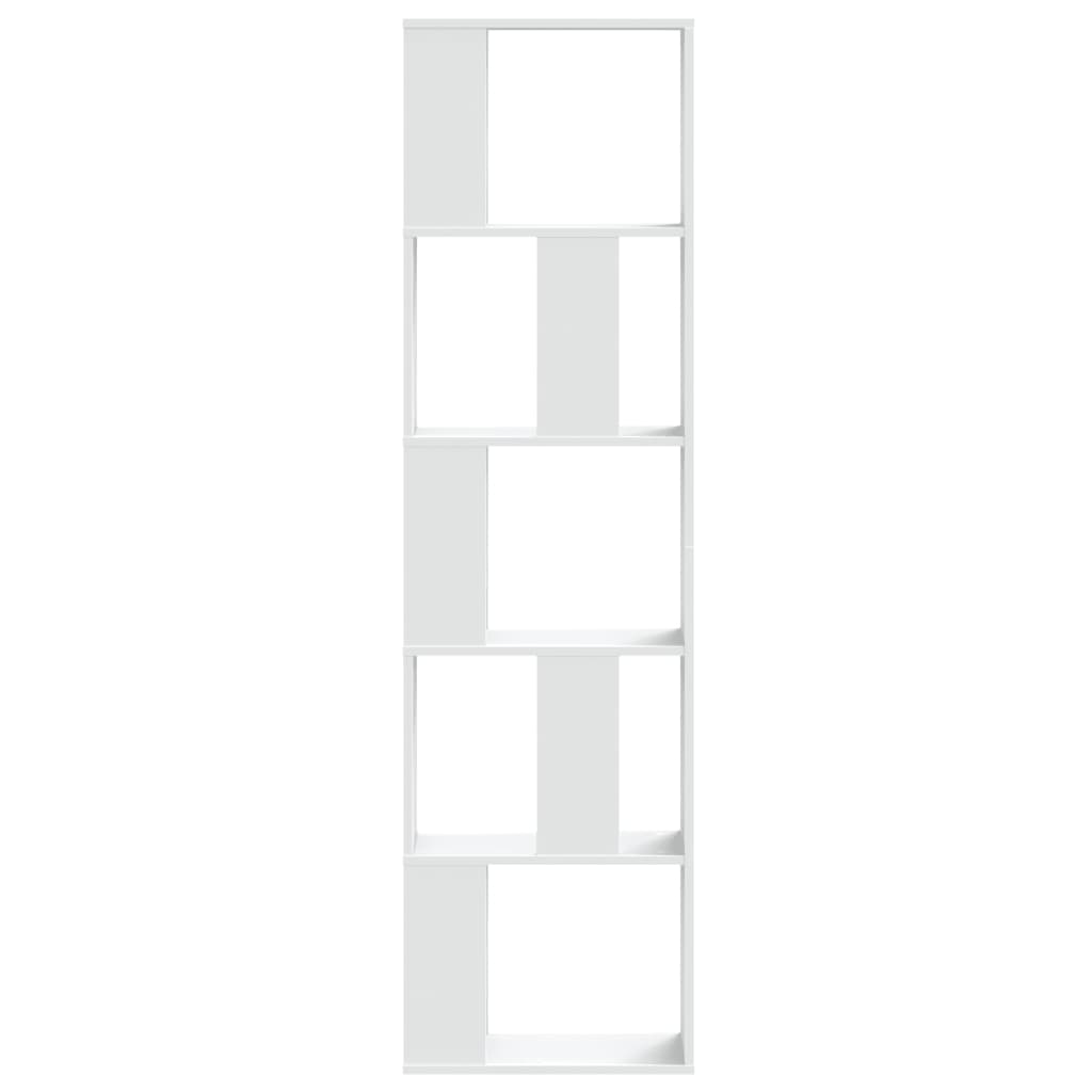 Bokhylle 5 Etasjer Hvit 45X23,5X162,5 Cm Konstruert Tre