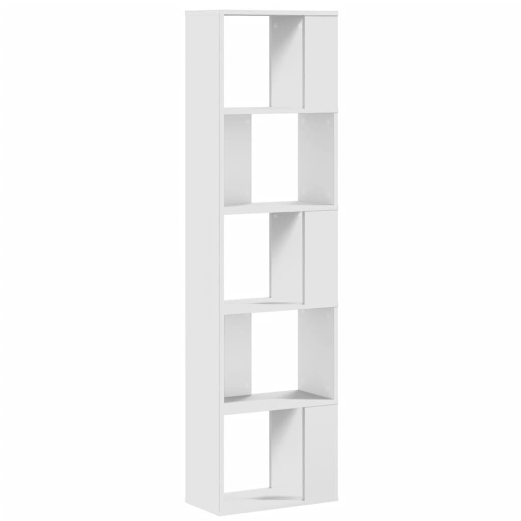 Bokhylle 5 Etasjer Hvit 45X23,5X162,5 Cm Konstruert Tre