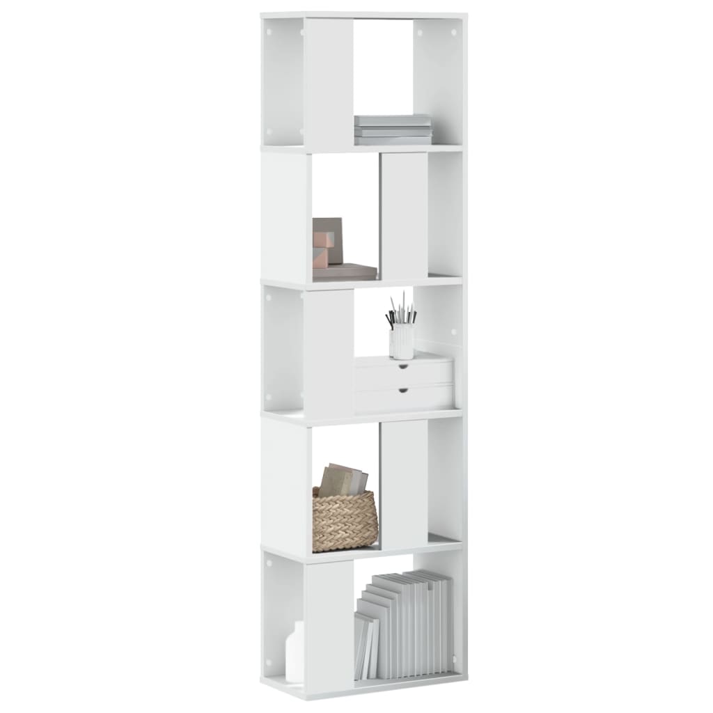Bokhylle 5 Etasjer Hvit 45X23,5X162,5 Cm Konstruert Tre