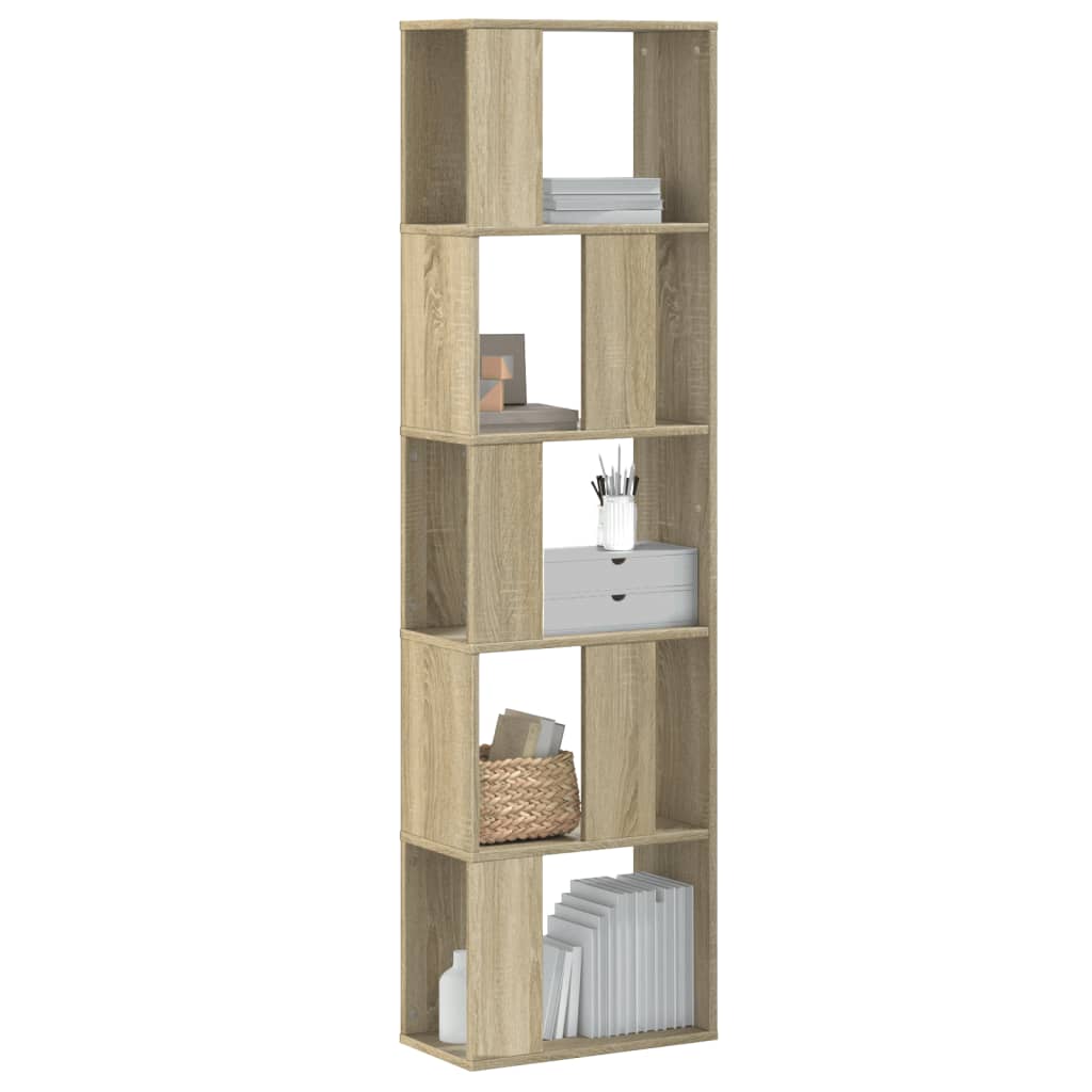 Bokhylle 5 Etasjer Sonoma Eik 45X23,5X162,5 Cm Konstruert Tre