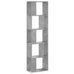 Bokhylle 5 Etasjer Betonggrå 45X23,5X162,5 Cm Konstruert Tre