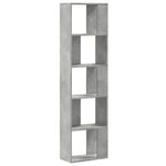 Bokhylle 5 Etasjer Betonggrå 45X23,5X162,5 Cm Konstruert Tre