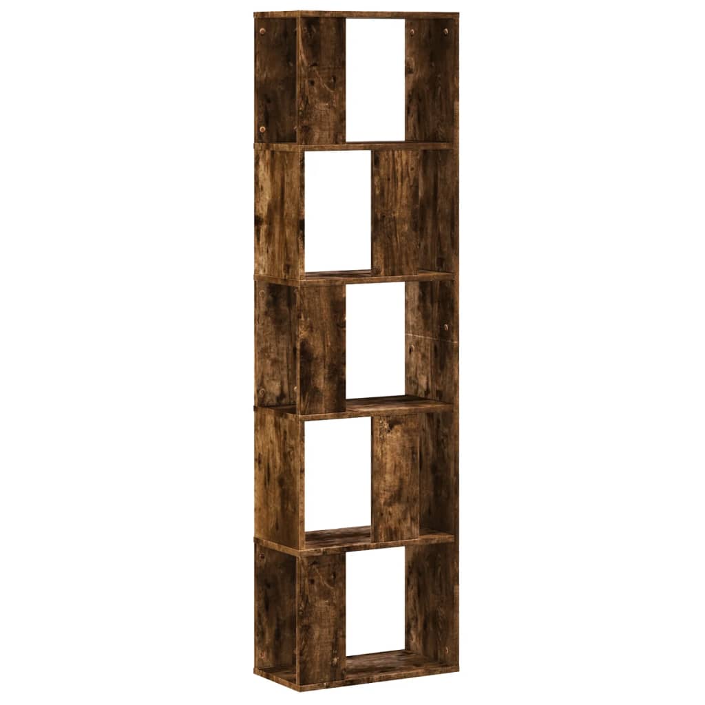 Bokhylle 5 Etasjer Røkt Eik 45X23,5X162,5 Cm Konstruert Tre