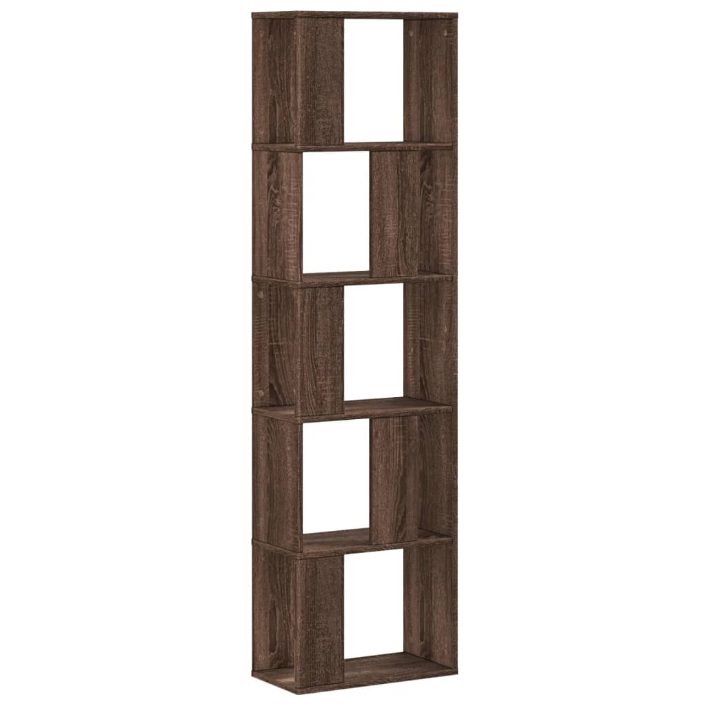 Bokhylle 5 Etasjer Brun Eik 45X23,5X162,5 Cm Konstruert Tre