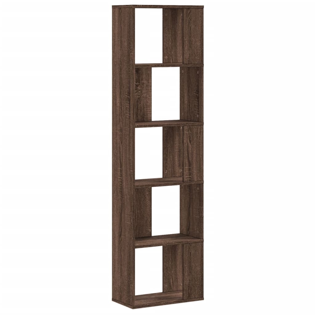 Bokhylle 5 Etasjer Brun Eik 45X23,5X162,5 Cm Konstruert Tre