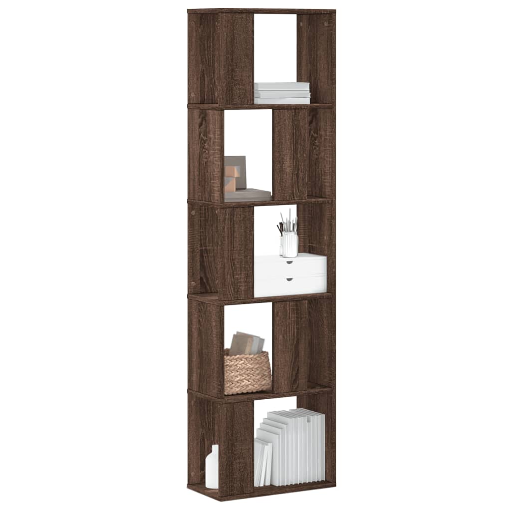 Bokhylle 5 Etasjer Brun Eik 45X23,5X162,5 Cm Konstruert Tre