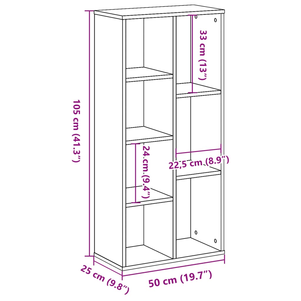 Bokhylle Artisan Eik 50X25X105 Cm Konstruert Tre