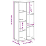 Bokhylle Artisan Eik 50X25X105 Cm Konstruert Tre