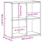 Bokhylle Svart 68,5X32X68,5 Cm Konstruert Tre