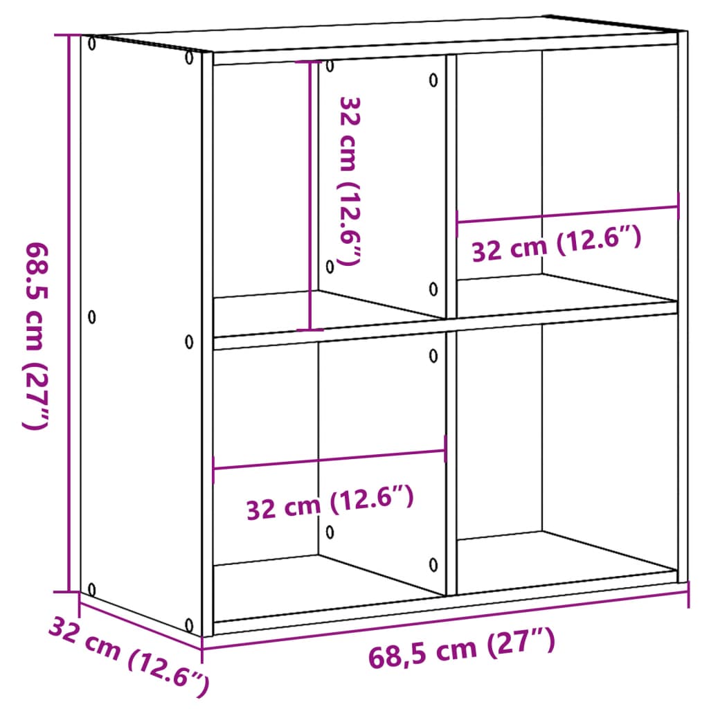 Bokhylle Svart 68,5X32X68,5 Cm Konstruert Tre