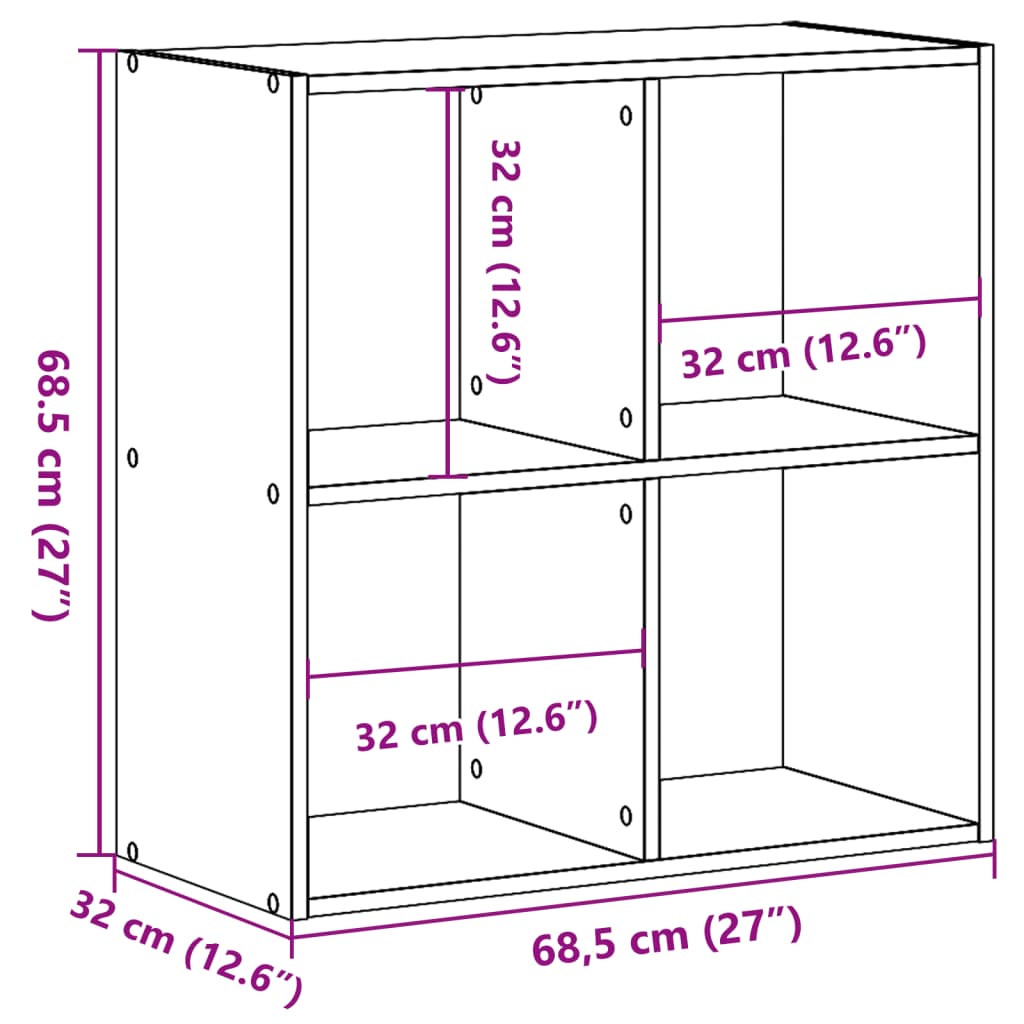 Bokhylle Sonoma Eik 68,5X32X68,5 Cm Konstruert Tre