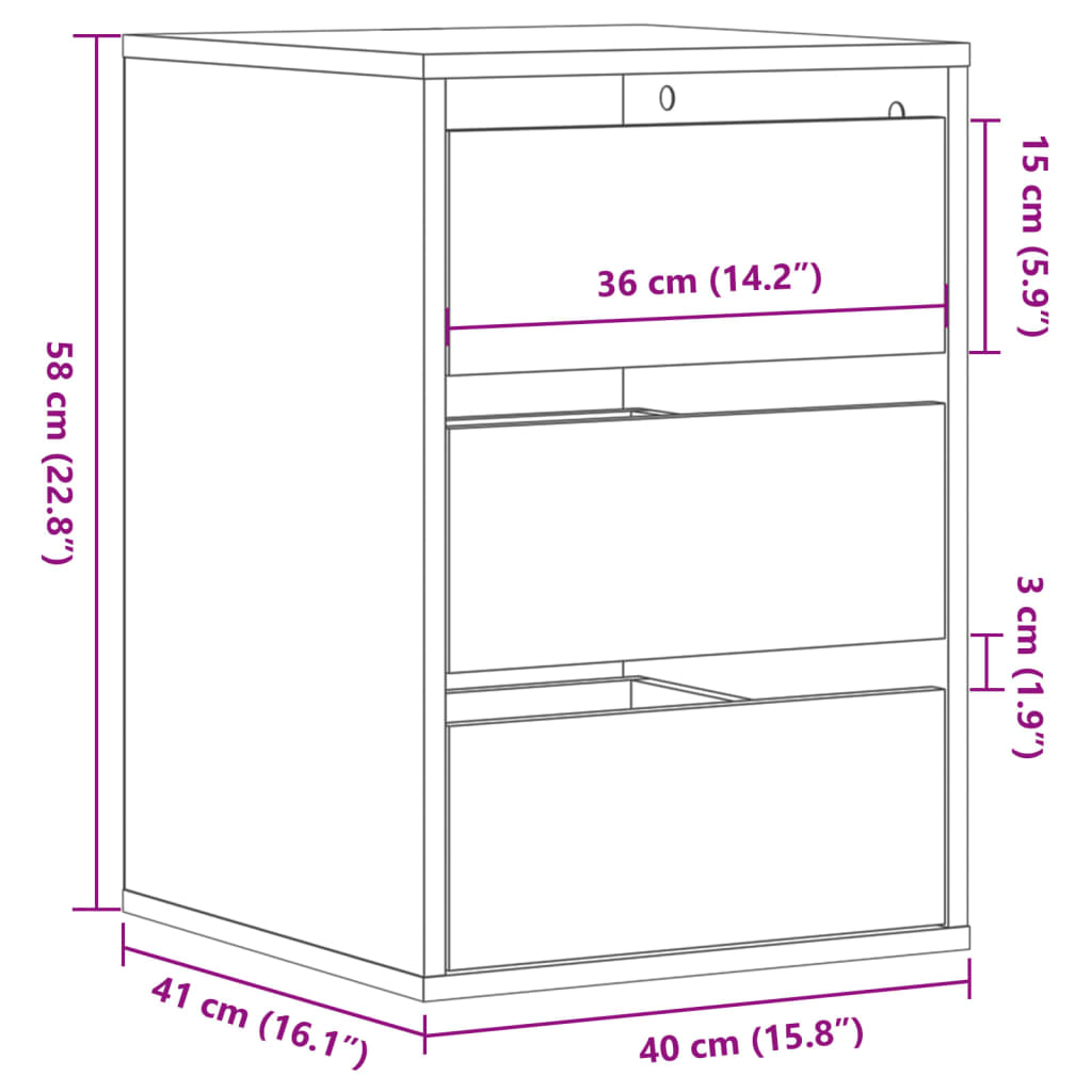 Kommode Sonoma Eik 40X41X58 Cm Konstruert Tre
