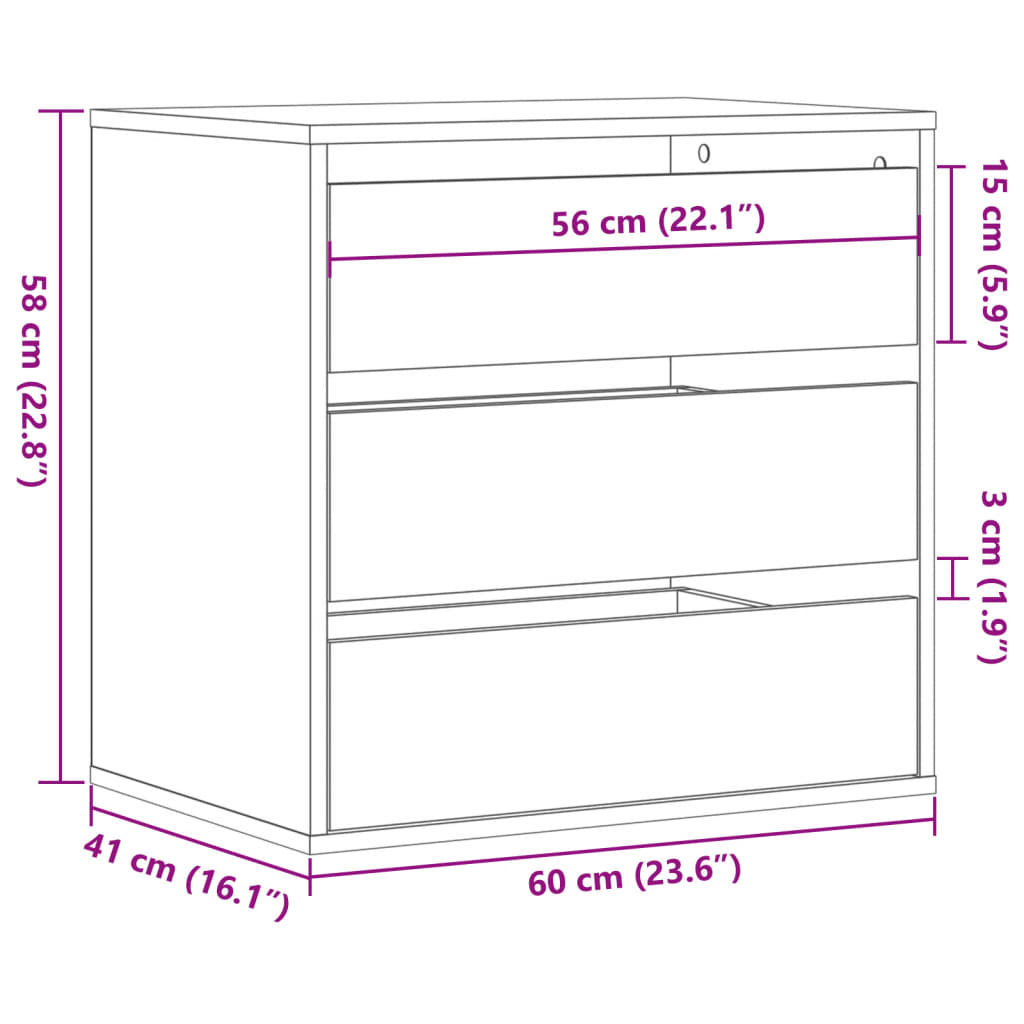 Kommode Gammelt Tre 60X41X58 Cm Konstruert Tre