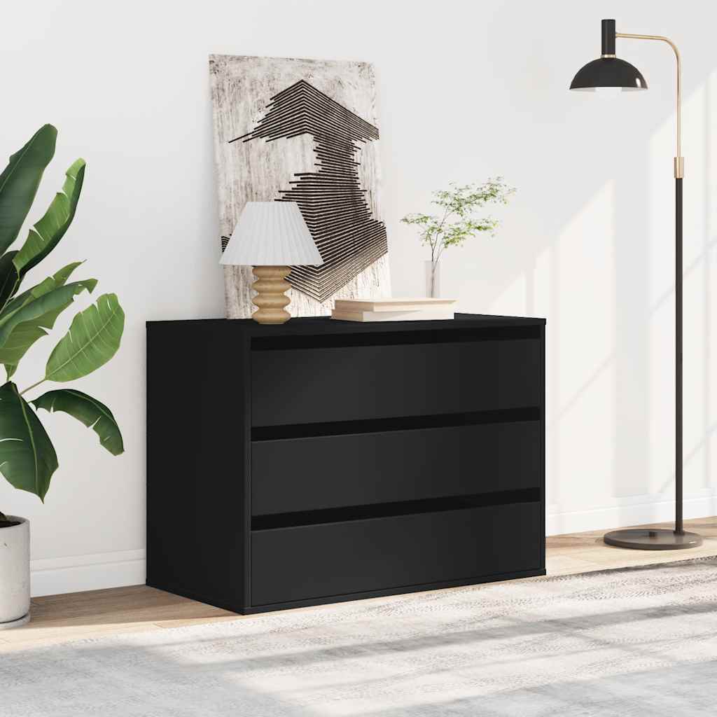 Kommode Svart 80X41X58 Cm Konstruert Tre