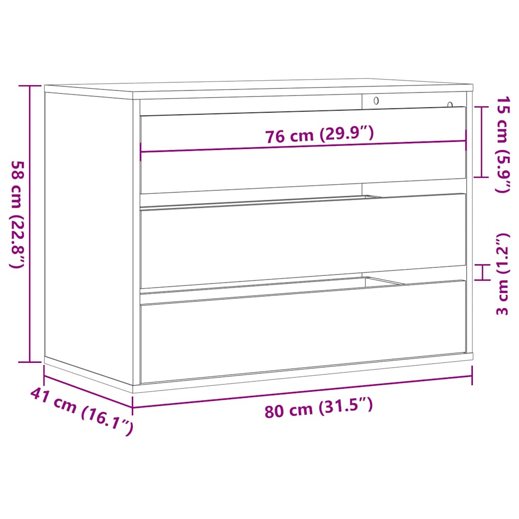 Kommode Svart 80X41X58 Cm Konstruert Tre