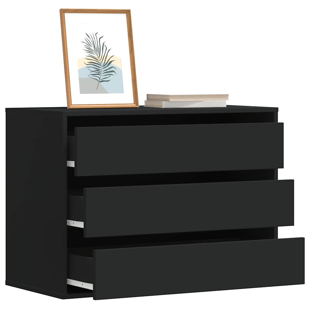 Kommode Svart 80X41X58 Cm Konstruert Tre