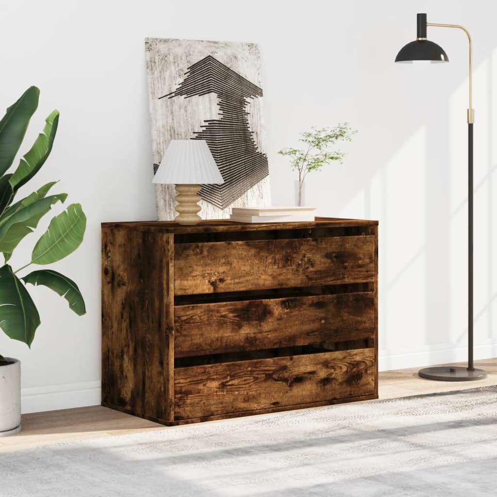 Kommode Røkt Eik 80X41X58 Cm Konstruert Tre