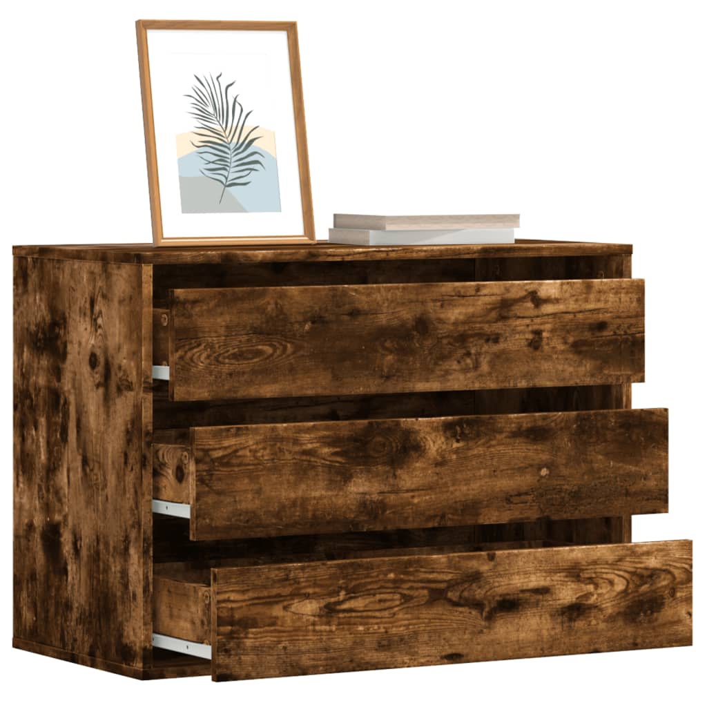 Kommode Røkt Eik 80X41X58 Cm Konstruert Tre