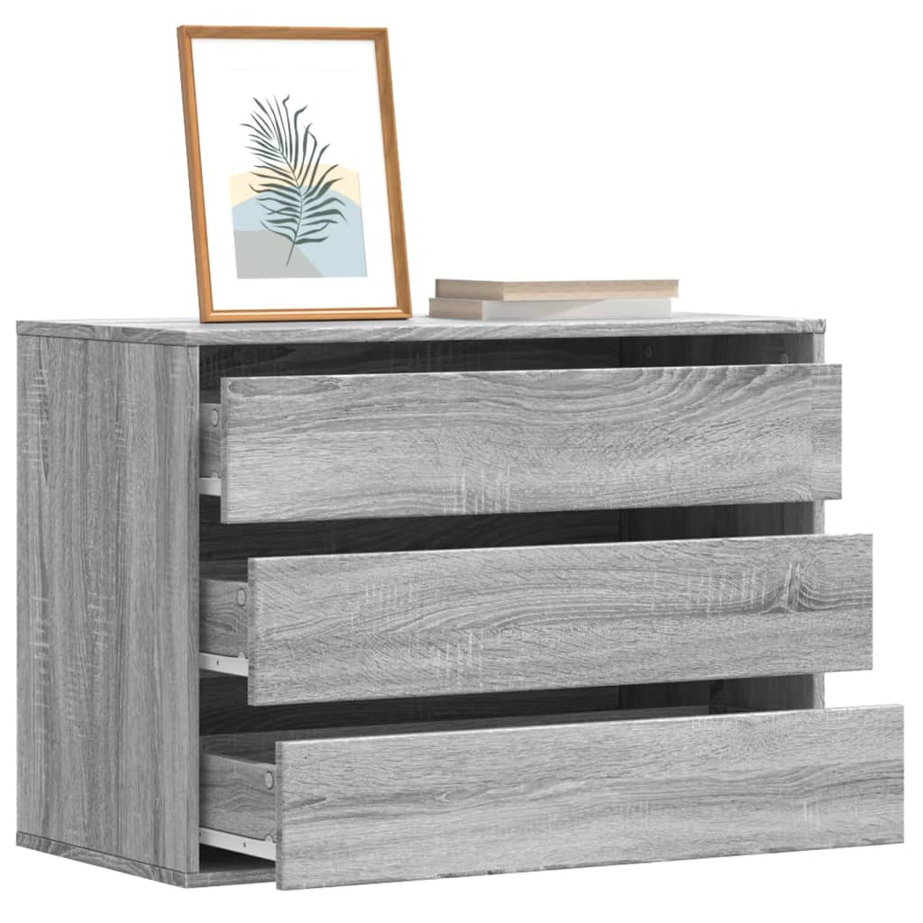 Kommode Grå Sonoma 80X41X58 Cm Konstruert Tre