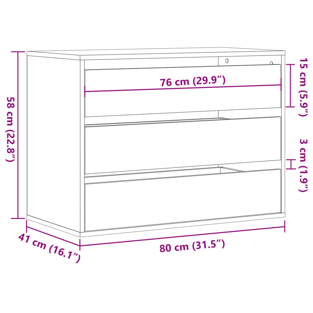 Kommode Gammelt Tre 80X41X58 Cm Konstruert Tre