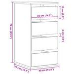 Kommode Røkt Eik 40X41X76 Cm Konstruert Tre