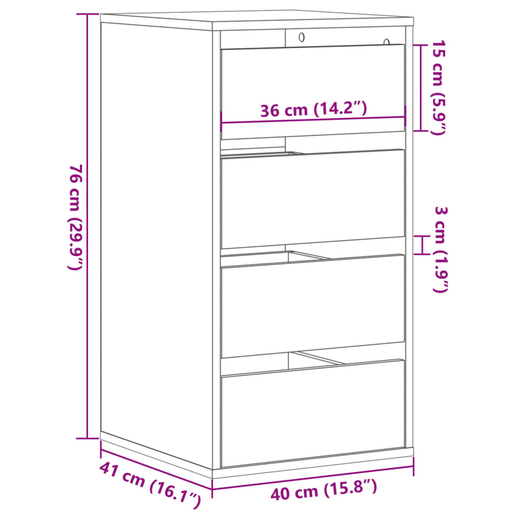 Kommode Gammelt Tre 40X41X76 Cm Konstruert Tre