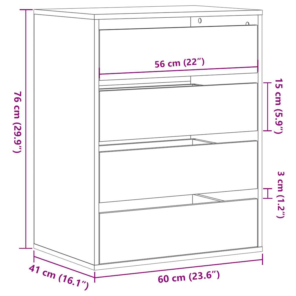 Kommode Gammelt Tre 60X41X76 Cm Konstruert Tre