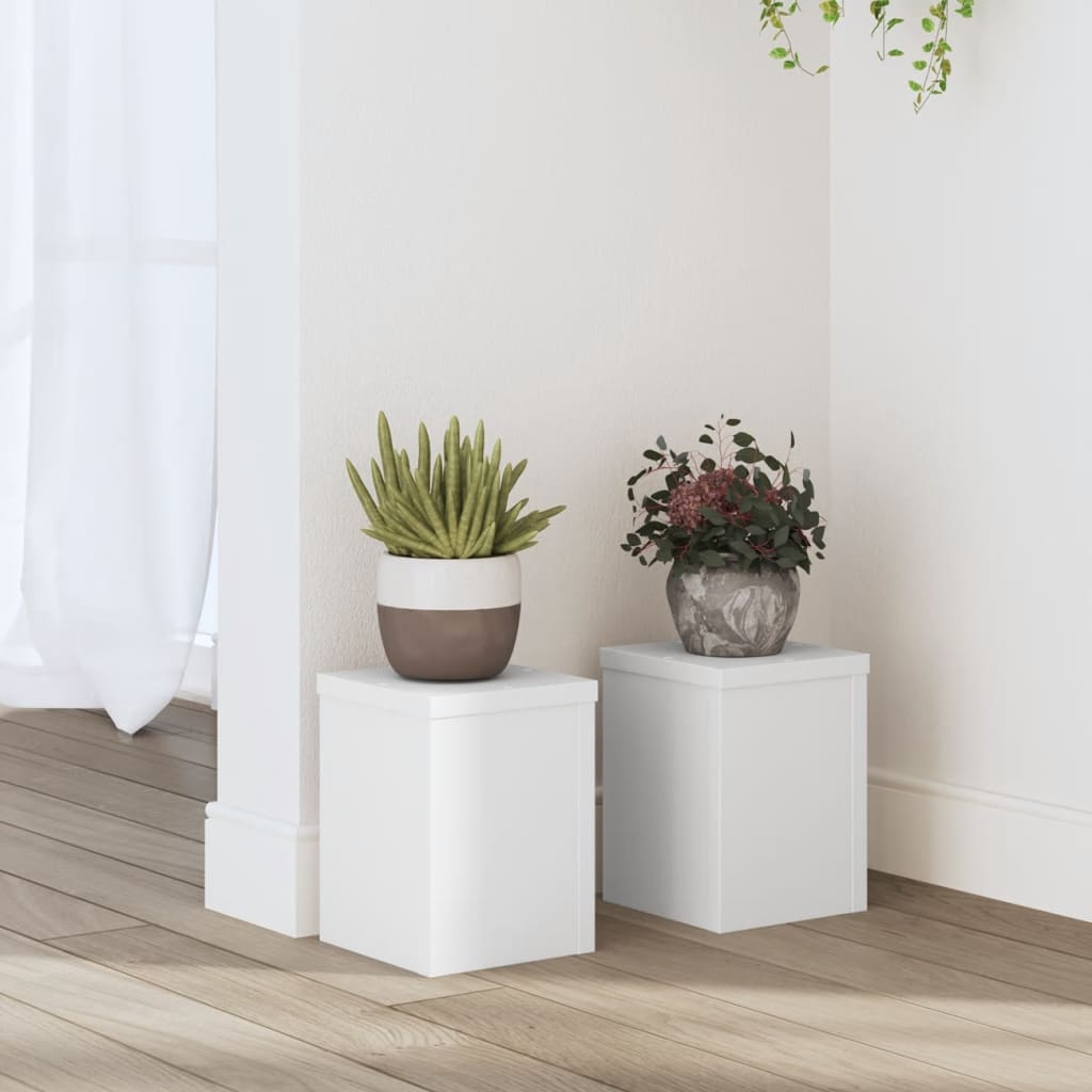Plantestativer 2 Stk Hvit 15X15X20 Cm Konstruert Tre