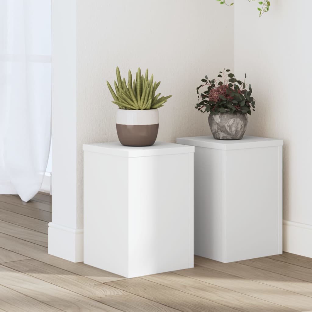 Plantestativer 2 Stk Hvit 20X20X30 Cm Konstruert Tre