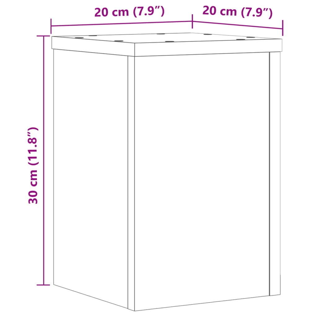 Plantestativer 2 Stk Betonggrå 20X20X30 Cm Konstruert Tre
