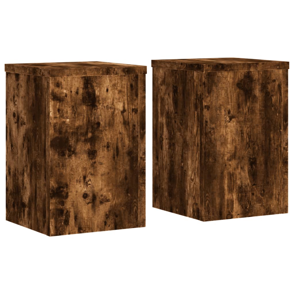 Plantestativer 2 Stk Røkt Eik 20X20X30 Cm Konstruert Tre