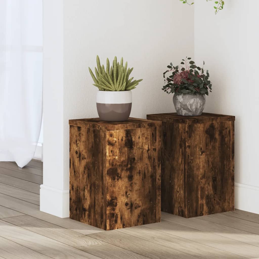 Plantestativer 2 Stk Røkt Eik 20X20X30 Cm Konstruert Tre