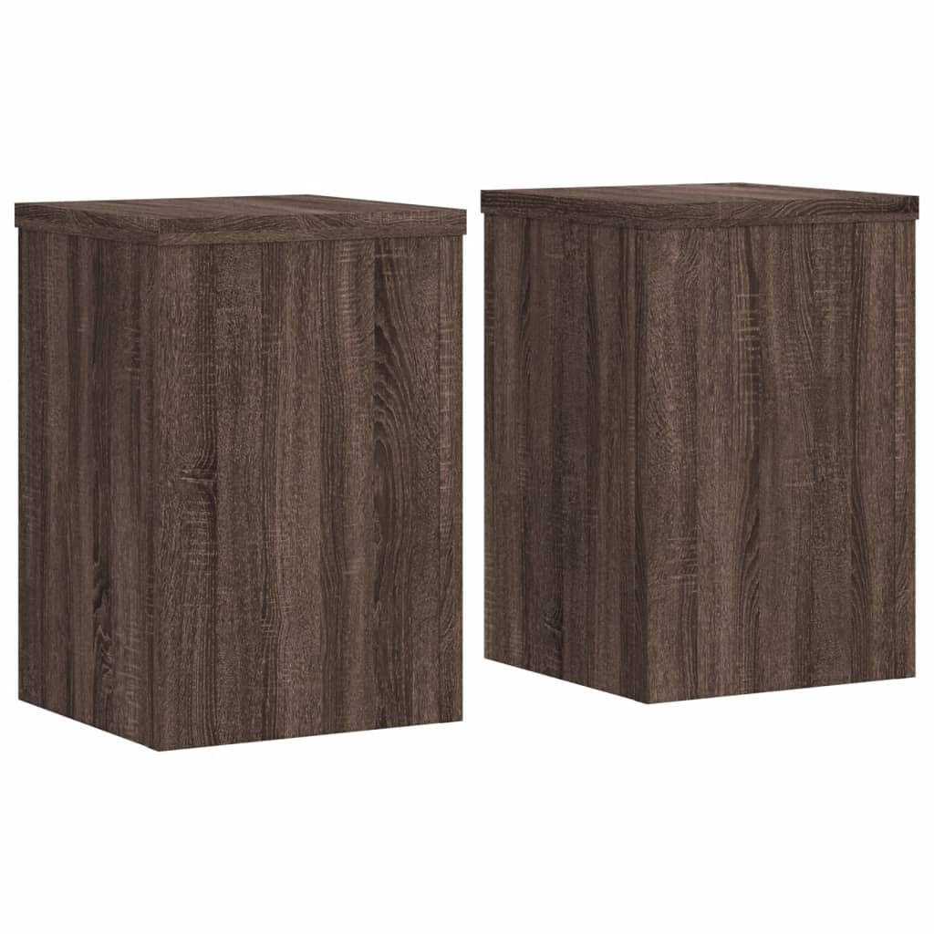 Plantestativer 2 Stk Brun Eik 20X20X30 Cm Konstruert Tre
