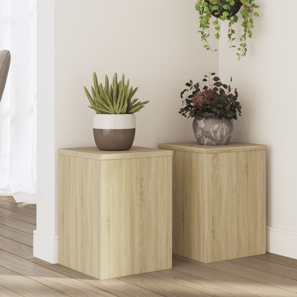 Plantestativer 2 Stk Sonoma Eik 25X25X35 Cm Konstruert Tre