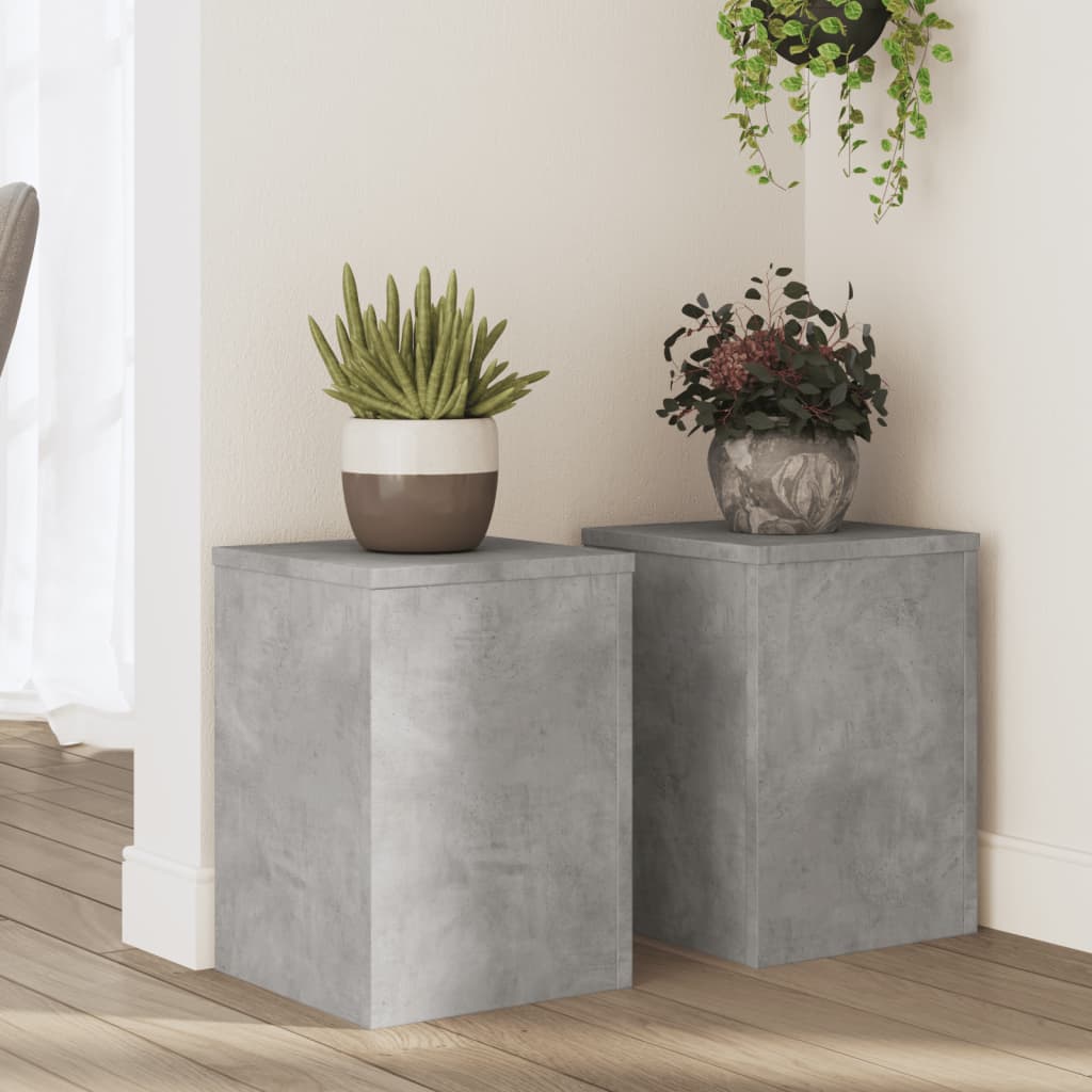 Plantestativer 2 Stk Betonggrå 25X25X35 Cm Konstruert Tre