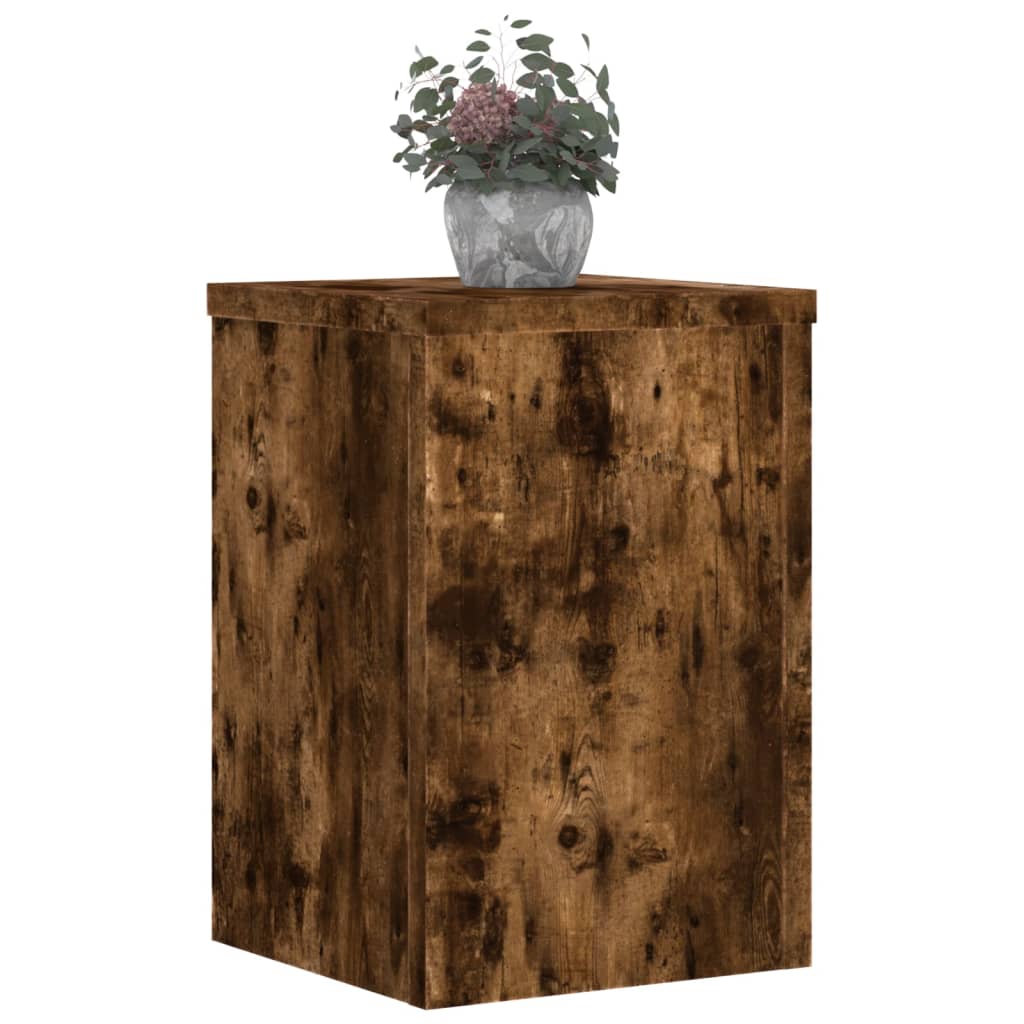 Plantestativer 2 Stk Røkt Eik 25X25X35 Cm Konstruert Tre