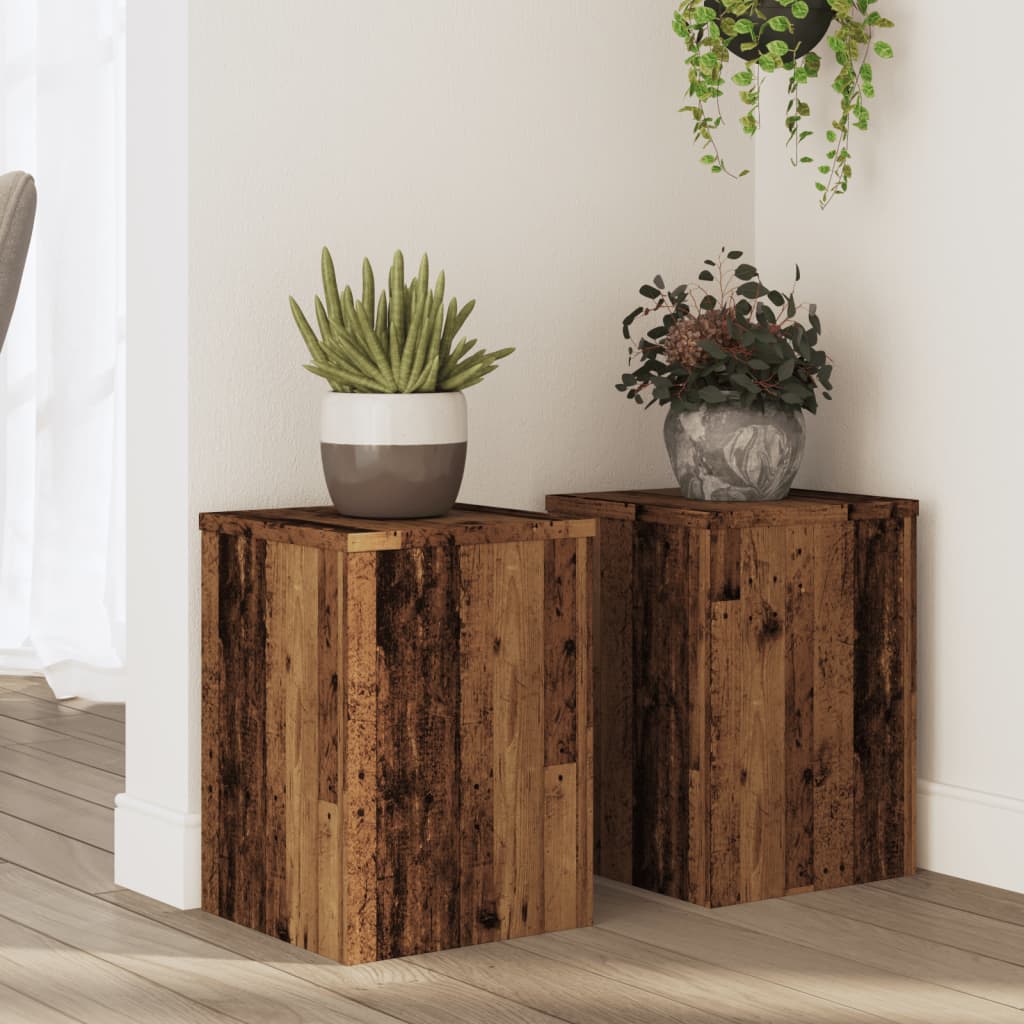 Plantestativer 2 Stk Gammelt Tre 25X25X35 Cm Konstruert Tre