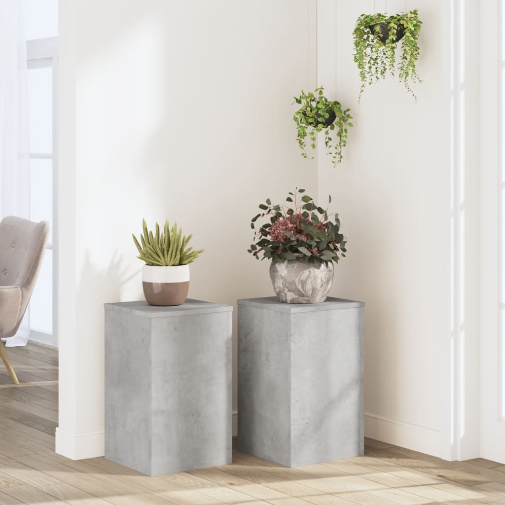 Plantestativer 2 Stk Betonggrå 30X30X50 Cm Konstruert Tre