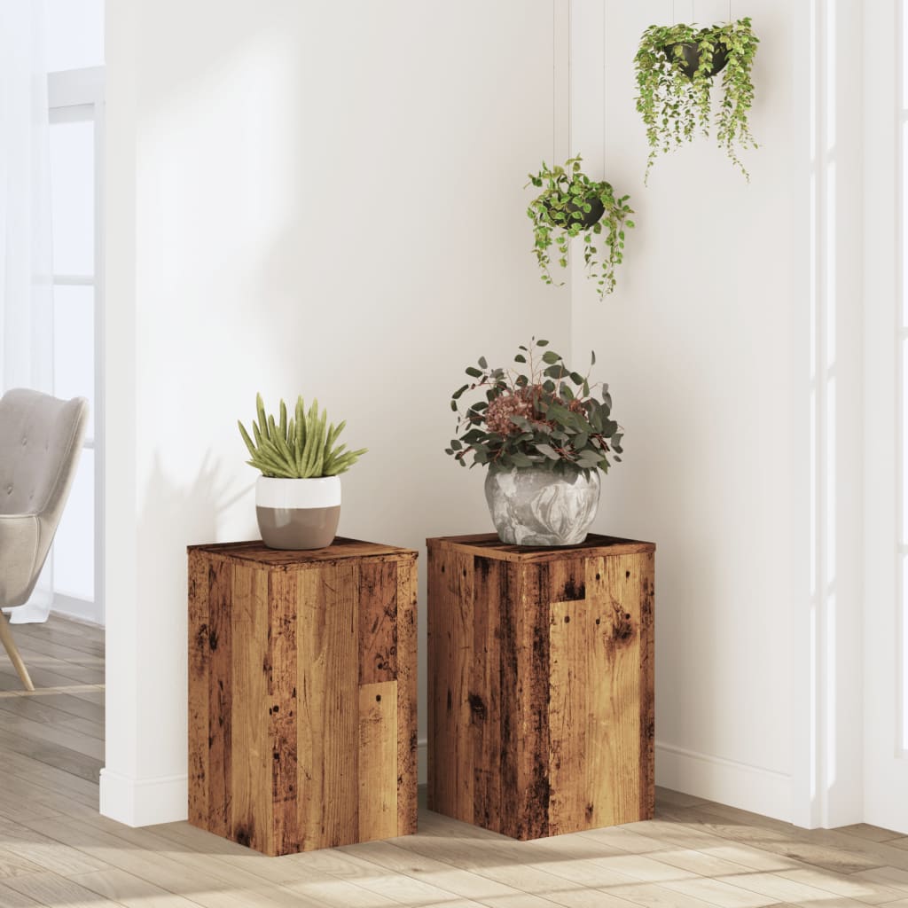 Plantestativer 2 Stk Gammelt Tre 30X30X50 Cm Konstruert Tre