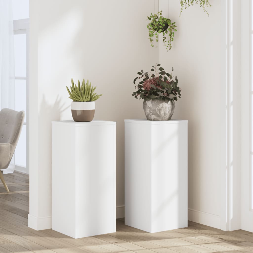 Plantestativer 2 Stk Hvit 30X30X70 Cm Konstruert Tre